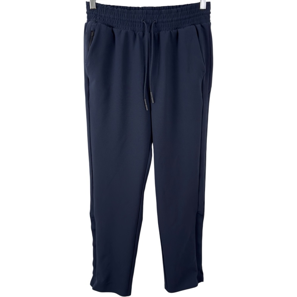 Athleta Metropolis Straight Leg Pants Womens Size 4 Elastic Waist Navy Blue